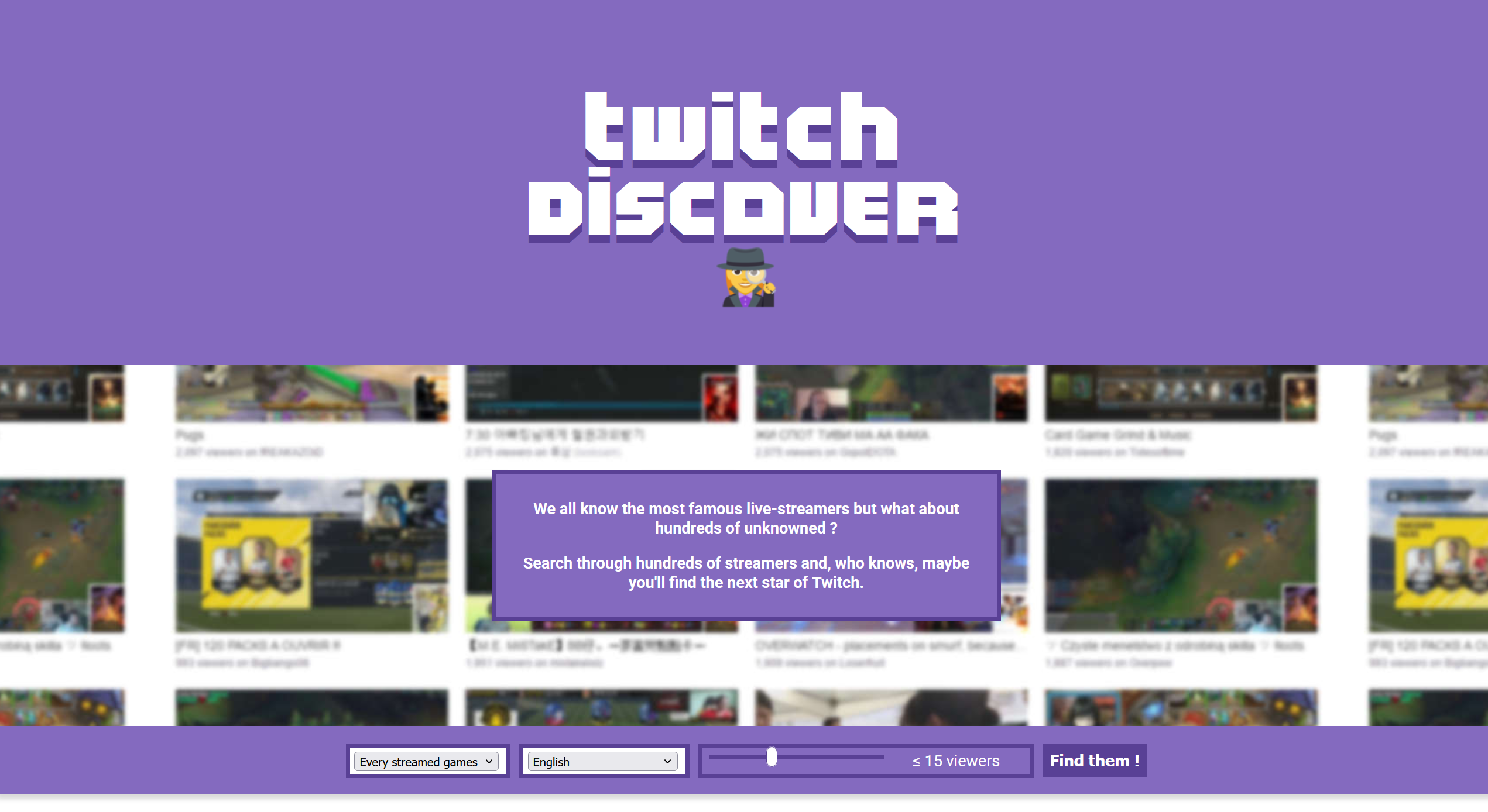 page d'accueil de twitch discover